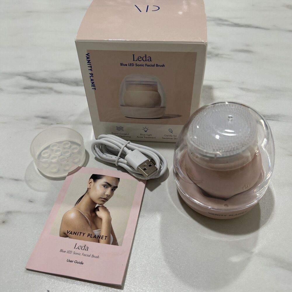 Vanity Planet Leda Sonic Facial Brush, Blue LED Acne Treatment, New in Open Box